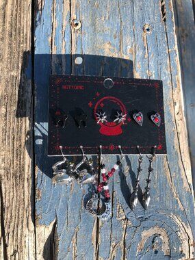 Witch Cat Cauldron Earrings, set of 6